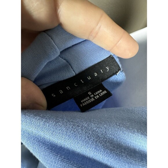 Sanctuary Blue Solid Blouse Top S SUPER SOFT CROPPED FIT LONG SLEEVE - Picture 5 of 5